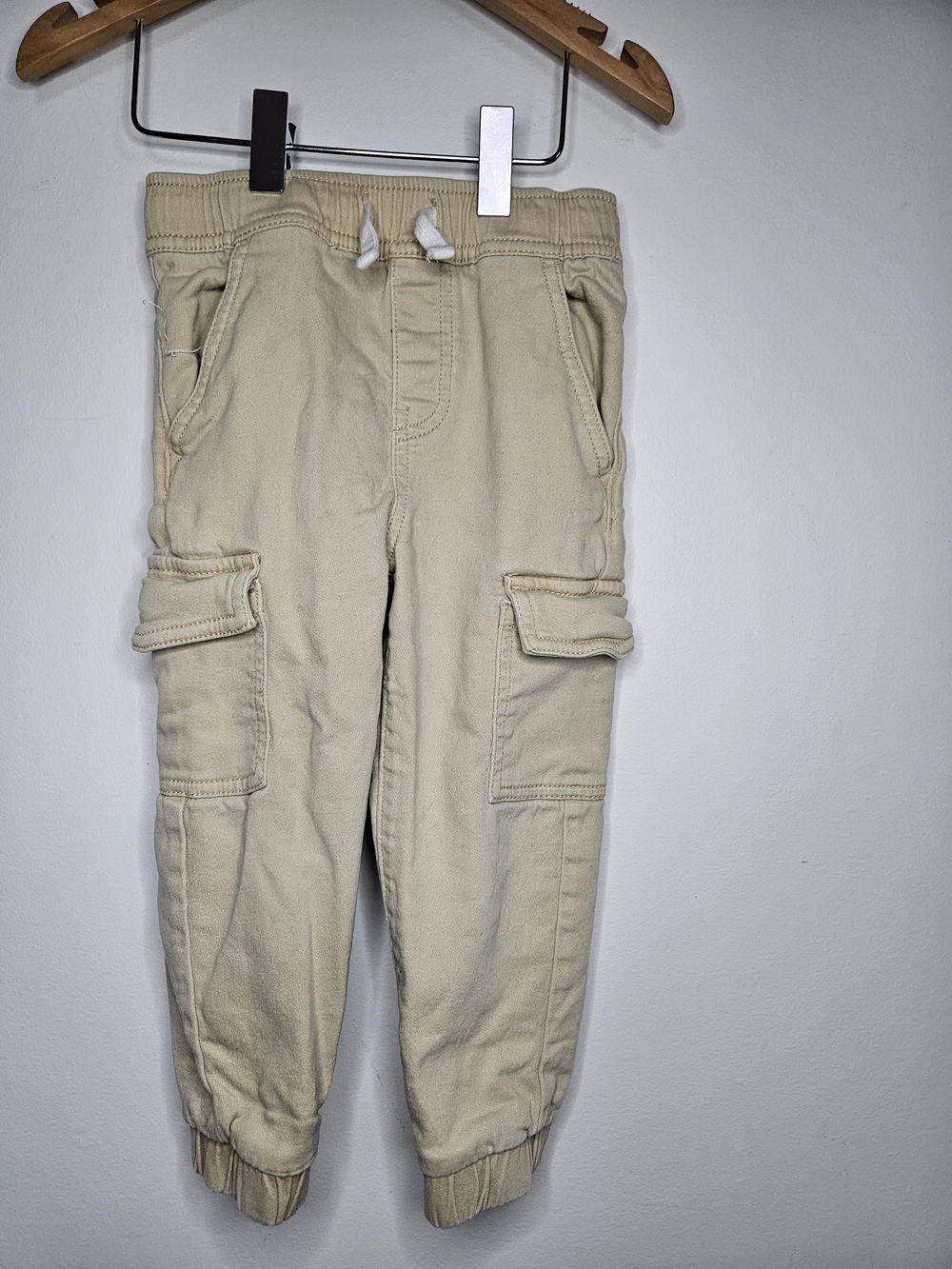 Joe Fresh Toddler Boy Cargo Jogger Pants Size 3 Beige Khaki Twill Cotton🩷